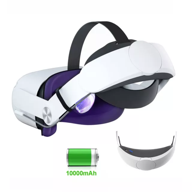 For Meta Oculus Quest 3 VR Headset With 8000mAh Battery LED RGB Elite Head  Strap