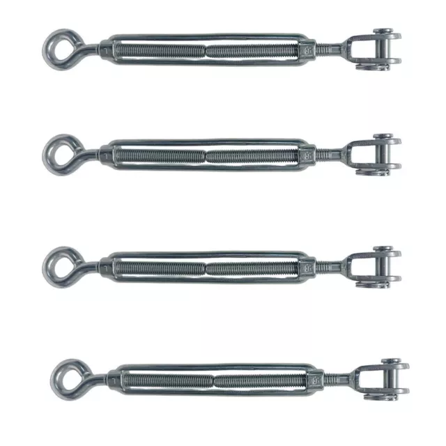 Marine Stainless Steel Jaw Eye 3/16" x 2-1/4" Turnbuckle for Cable Rope 4 Pcs