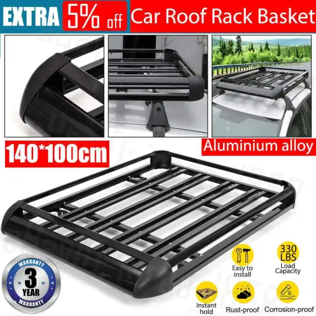 1.4M 150KG Aluminium Alloy Car 4x4 Roof Rack Basket Cargo Luggage Carrier Box