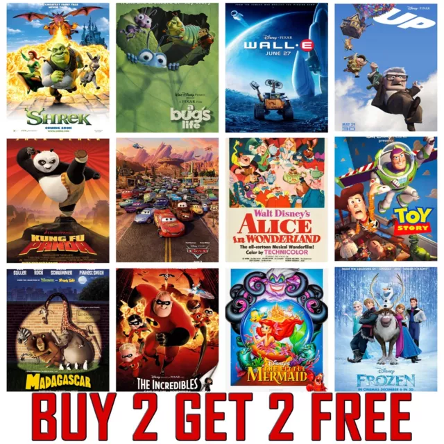 Disney Movie Pixar Kids Animated Film Poster Prints Wall Art Posters A4 A3 A2