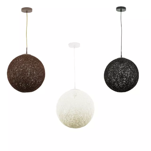 Pendelleuchte Kugel rund 40 cm rund E27 Geflecht Hängelampe Esstisch Wohnzimmer