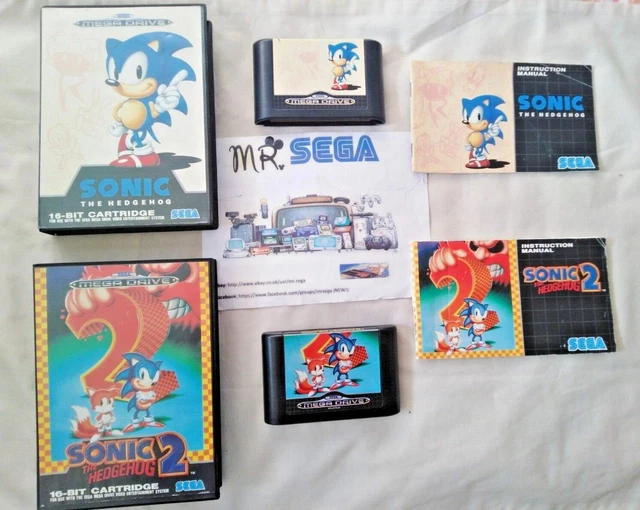SONIC THE HEDGEHOG & SONIC THE HEDGEHOG 2 for SEGA MEGA DRIVE 'VERY ...
