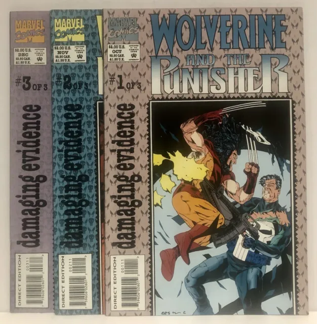 WOLVERINE AND THE PUNISHER #’s 1 2 3 set [1993 3 comics Marvel] NM OOP Potts