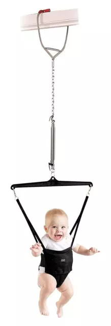 Jolly Jumper Baby Doorway Exerciser Bounce Spring with Door Clamp in Black