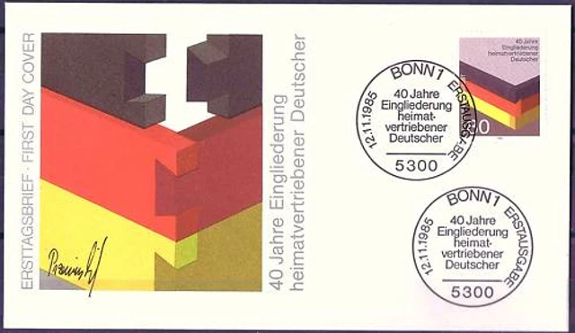 BRD 1985: Heimatvertriebene FDC Nr 1265 mit sauberen Bonner Sonderstempeln! 1602