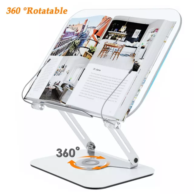 360°Rotating Foldable Acrylic Book Stand Holder For Reading Laptop Cookbook