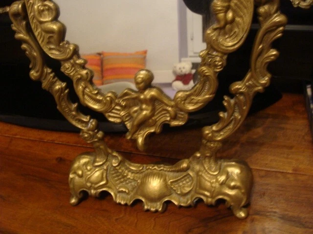 Mirour Doré Laiton Miroir Sur Pied Nicesail Doré Ovale 30x18cm - Pivotant 360° - Laiton Haute Qualité - Pour Maquillage Et Coiffure Miroir De Table Salon