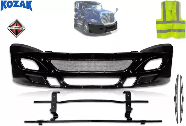 Bumper Black Steel w/ Brackets Corners Fold over International Prostar 2006-2015