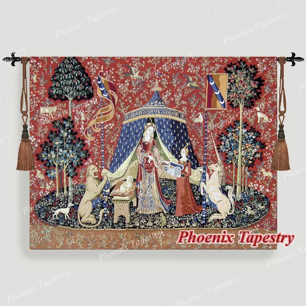 (LARGE) DESIRE The Lady & Unicorn Medieval Tapestry Wall Hanging Jacquard Weave