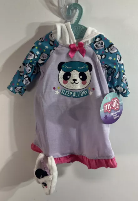 My Life As Purple Panda Hoodie Nightgown W/ Slippers Outfit for 18" Doll NEW