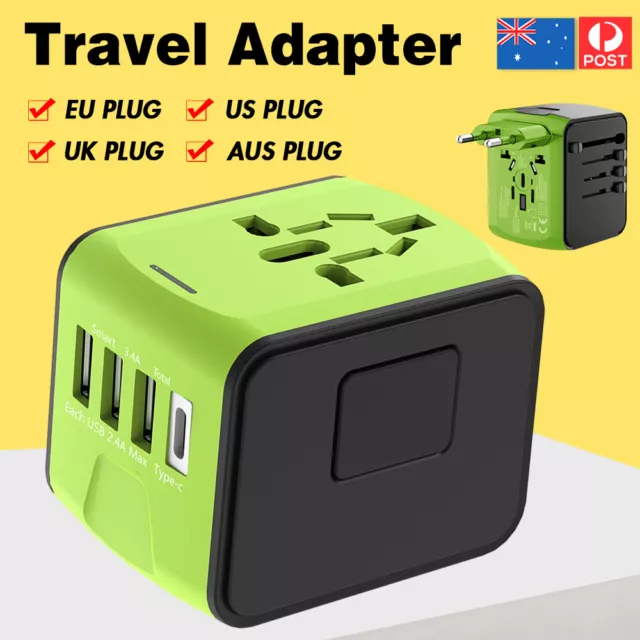 Worldwide Universal Travel Adapter 3 USB  Type-C Outlet Charger Plug Converter