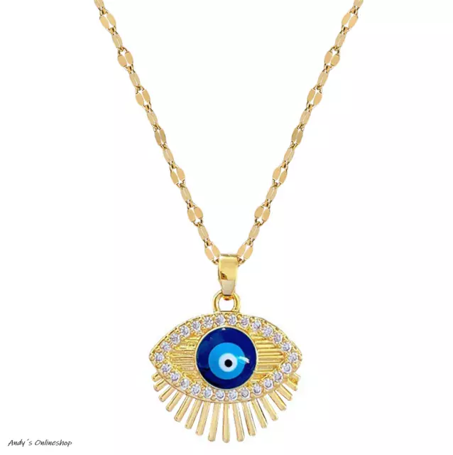 Nazar Halskette Anhänger Glücksbringer Boncuk Türkisch Gold Böses Blaue Auge