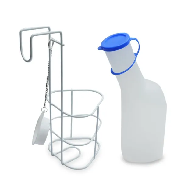 Set Urinflasche mit Betthalterung für Männer | 1000 ml PP-Urinflasche | 1 Liter
