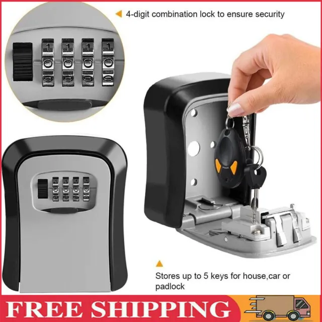 4Digit Combination Lock Wall Mounted Key Safe Storage Box Security Home Outdoor