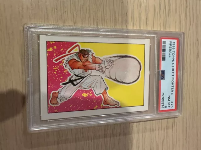 1993 Topps Street Fighter II #63 Ryu Fireball PSA 8