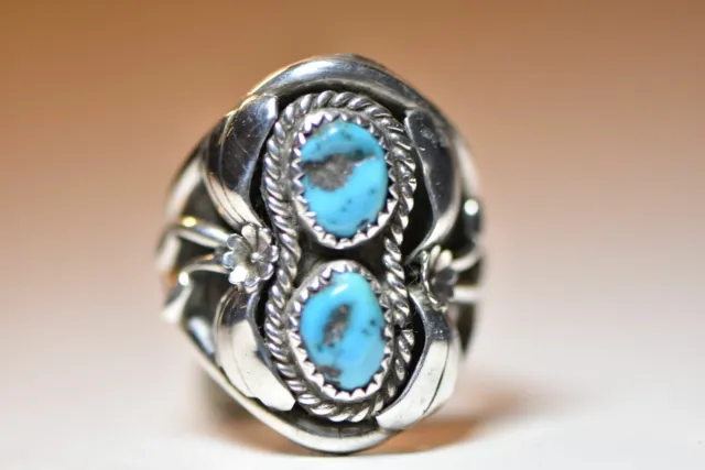Turquoise ring Navajo tribal southwest men women sterling silver size 11.50