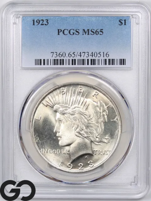 1923 MS65 Peace Dollar PCGS Mint State 65 ** Super Nice, Free Shipping!