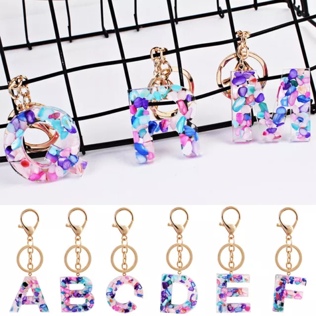 Alphabet Keyring A-Z Initials Letter Key Ring Shiny Coloful Key Chain 26 Letters