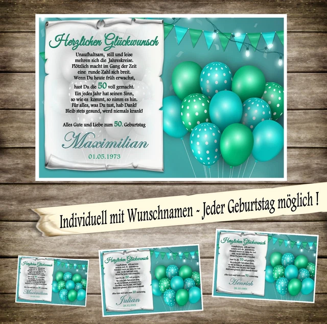 URKUNDE ZUM 1 25 45 55 60 ... Geburtstag Ausgefallenes Persönliches