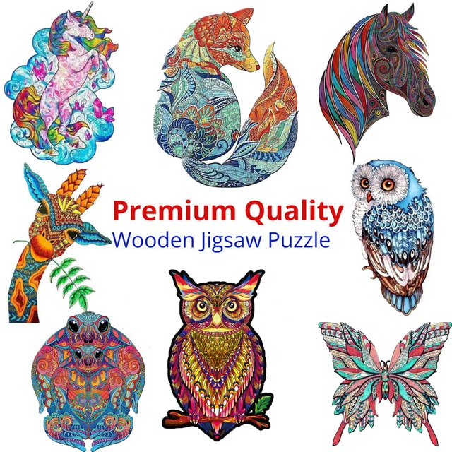 Wooden Jigsaw Puzzles Unique Animal Shape Adult Kids Toy Home Decor Easter Gifts