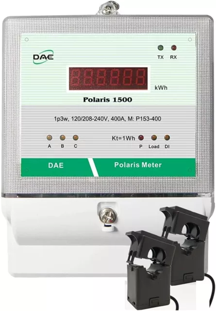 DAE P153-400 KIT, 400A, UL kWh Submeter, 1P3W, 120/240v, 2 Split CT, RS485
