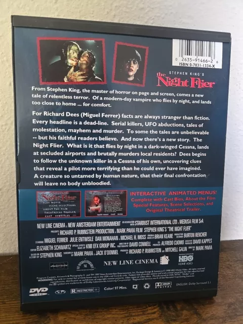 STEPHEN KING'S THE Night Flier (DVD, 1998) Miguel Ferrer Horror Snap ...