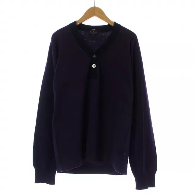 Paul Smith Jeans Henry Neck Knit Sweater Long Sleeve Cotton Wool Blend L Purple