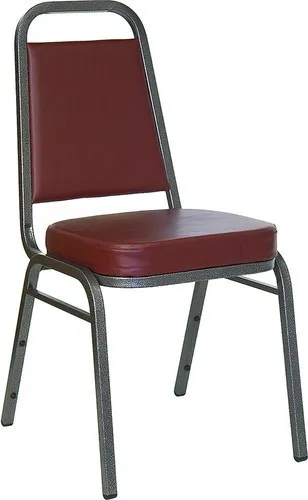 10 PACK Banquet Chair Burgundy Vinyl Restaurant Chair Trapezoidal Back Stacking