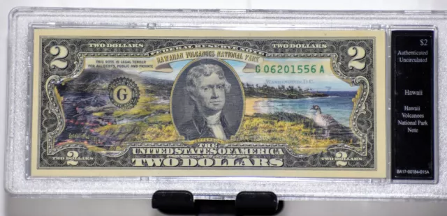 Bradford Exchange-2013 Colorized Hawaiian Volcanoes National Park $2 Dollar Note