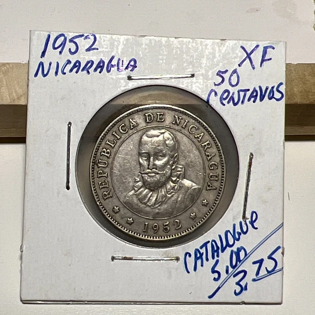 1952 Nicaragua 50 Centavos XF (INV B)