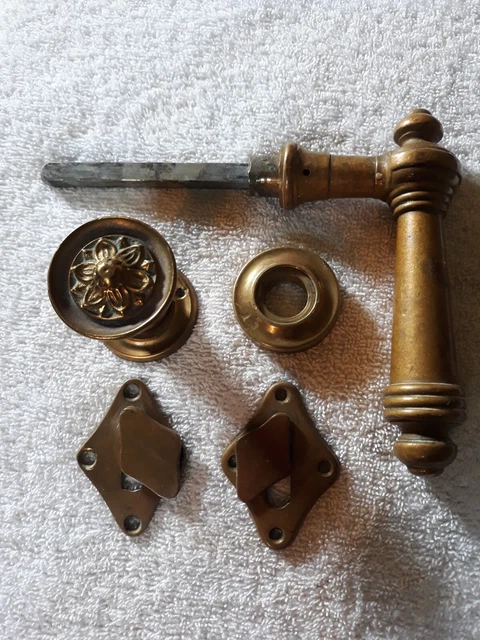 Türklinken Türgriff Gründerzeit 1880  Eingang   Messing  mit Horn Türbeschläge 