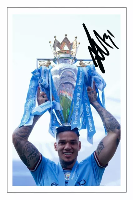 EDERSON 22/23 CHAMPIONS Signed 6X4 Autograph PHOTO Print MANCHESTER CITY