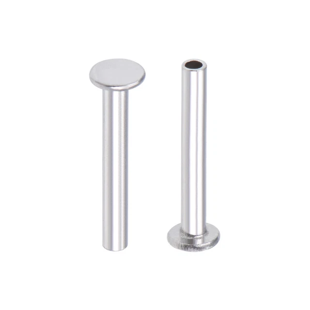 100 pz M2 x 14mm alluminio testa piatta rivetti Semi-Tubolare tono argento