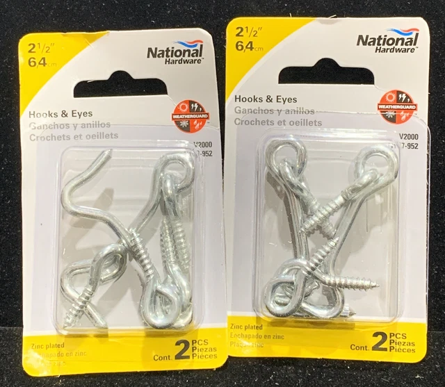 2 pack National Hardware N117-952 Hook & Eye, 2-1/2", Zinc Plated
