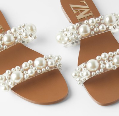 zara pearl sandals