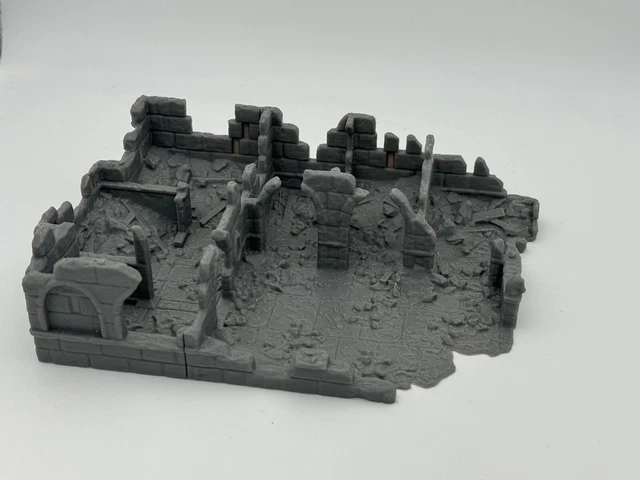Pwork Wargames Urban Ruins 02 - Décors Urbains En Ruine 28mm/35mm - Terrains MDF 3mm Pour Warhammer 40K, Infinity