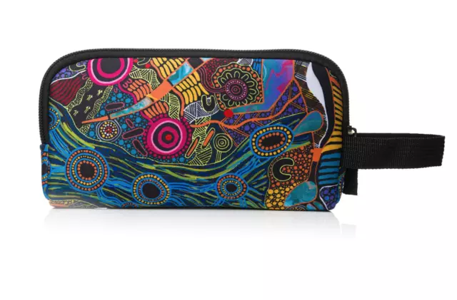 Justin Butler Aboriginal Art Neoprene Pencil Case - The Dingo and Kangaroo Story