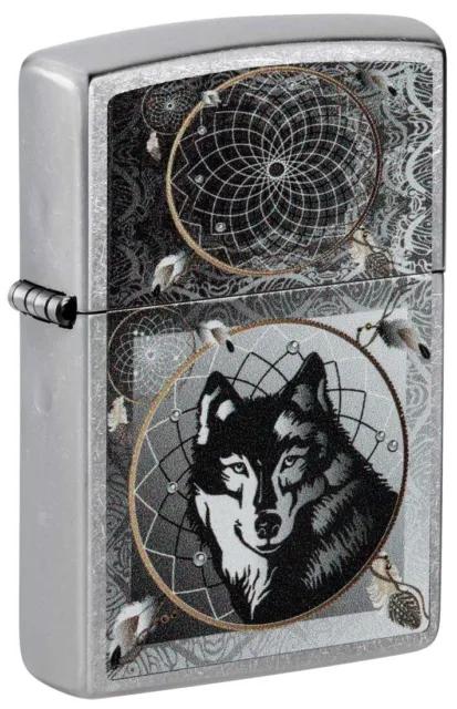 Zippo Lighter: Wolf Dreamcatcher - Street Chrome 81407
