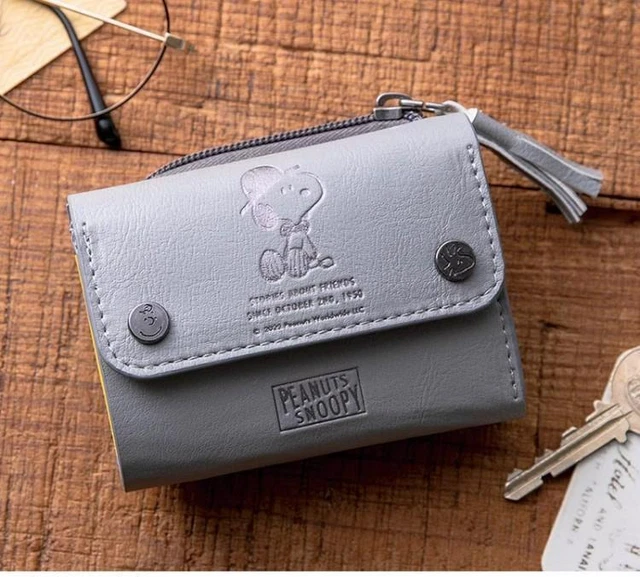 SNOOPY Small wallet GRAY leather style No box #A129