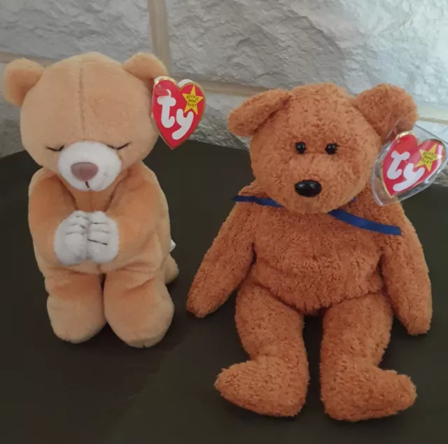 TY Beanie Baby 2-er Set, neuwertig, unbespielt,  Modell Hope u. Fuzz  Teddy Bär