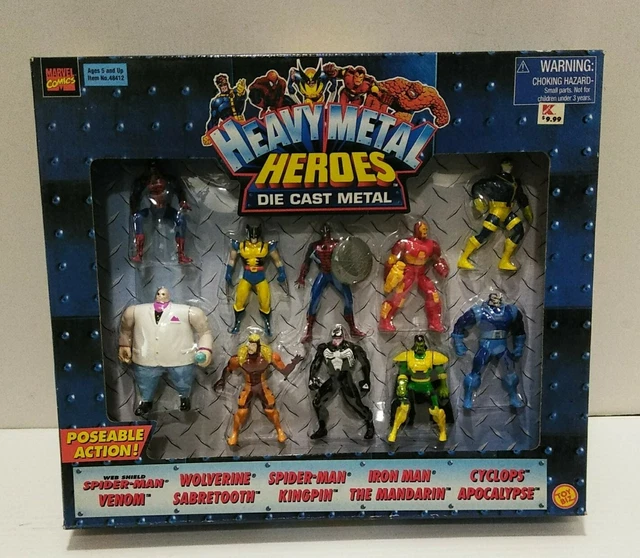 Marvel Heavy Metallic Heroes 10 Die Cast Metal Figures Toy Biz 1998 New Sealed