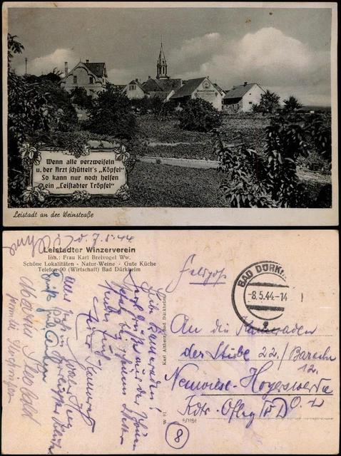 Leistadt-Bad Dürkheim Ortsansicht  Winzerverein 1944    2. Weltkrieg Feldpost