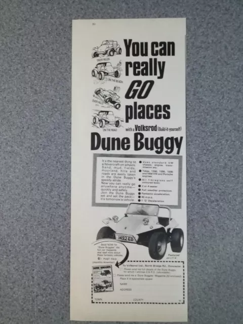 1969 Dune Buggy Original Paper Magazine Advert Half Page