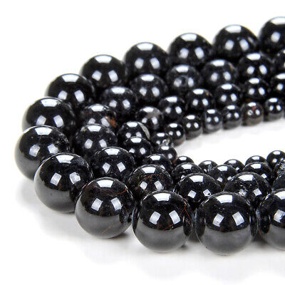 Natural Black Tourmaline Gemstone Grade A Round 6MM 8MM 10MM 12MM Beads (D69)