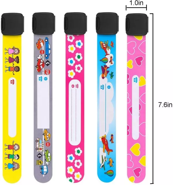 Kids Safety Identity Party Wristbands Wrist Band Various Characters 5 pack