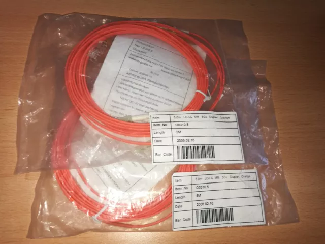 2 x Patchkabel 5.0 M LC-LC MM 50u Duplex Orange / O0310.5 / Glasfaser /