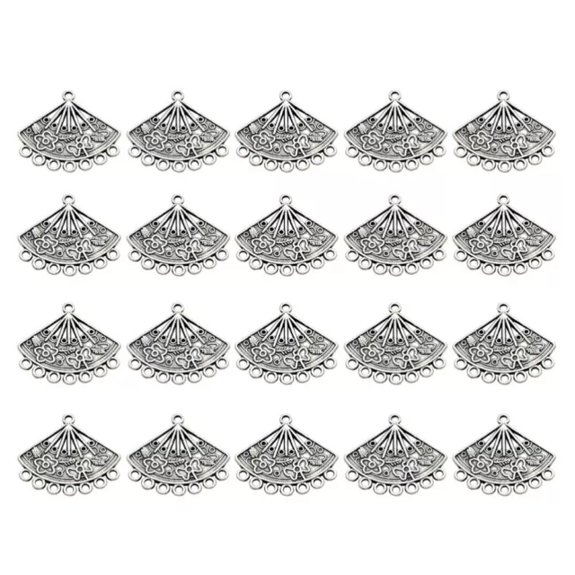 20PCS Flowers Carved Hand Fan Charms Alloy Fan Charms Pendants DIY Jewelry
