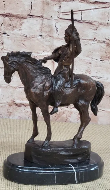 Signed Original C.MThomas Indian Warrior with Spear Bronze Sculpture Figure Deal