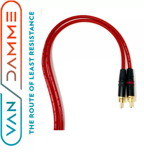 Pair Van Damme Neutrik Rean RCA Phono to RCA Phono Lead OFC Silver Plated Cables
