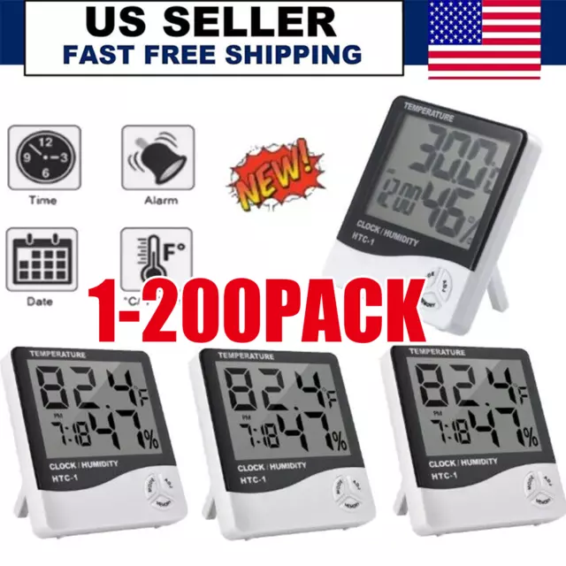 Thermometer Indoor Digital LCD Hygrometer Temperature Humidity Meter Alarm Clock